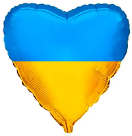 Фольгована куля без малюнка металік серце Прапор України 18" Куля фольгована Серце України 45 см Китай