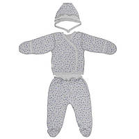 Комплект дитячий GABBI (боді повзунки та чепчик) для дівчинки KT-Z Зірочка Сірий на зріст 62 (11050)