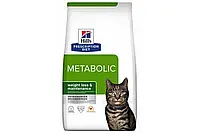 Корм для кошек Хиллс Hill's PD Feline Metabolic с курицей 1,5кг при ожирении и лишнем весе