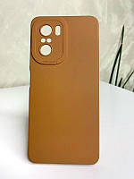 Силіконовий софт тач чохол із мікрофіброю для Poco F3 коричневий тонкий матовий