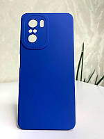 Силіконовий софт тач чохол із мікрофіброю для Poco F3 синій тонкий матовий