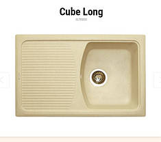 Прямокутна кухонна мийка Granitika Cube Long CL785020 крем 78х50х20, фото 2
