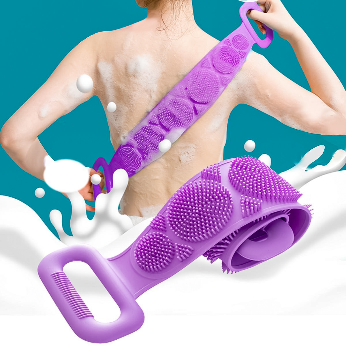 Силіконова мочалка для душу "Silica gel bath brush" Фіолетова масажна щітка-мочалка для тіла (ST)