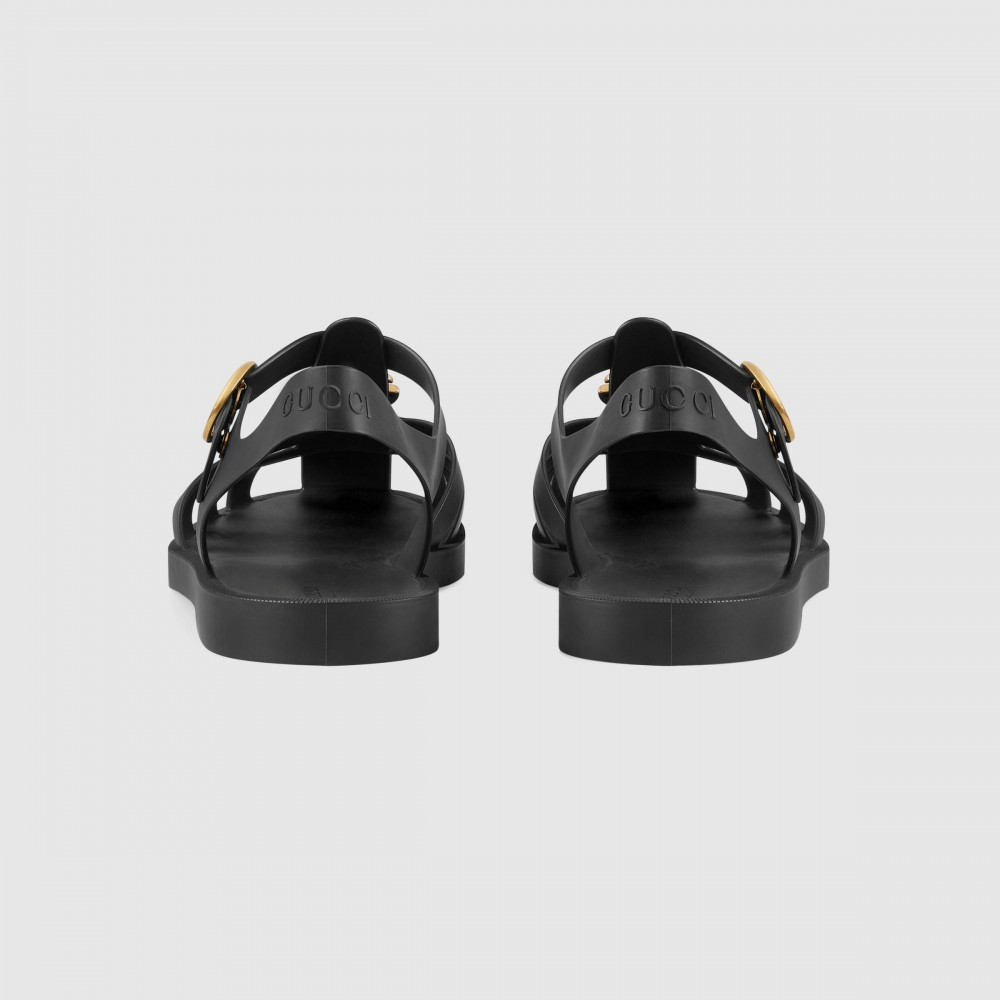 Gucci men's rubber buckle strap sandals clearance
