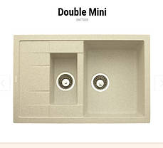 Прямокутна кухонна мийка з двома чашами Granitika Double Mini DM775020 льон 77х50х20, фото 2