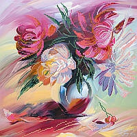 Схема для вишивання бісером на натуральному художньому холсті "Мальовничі півонії" Абрис Арт AC-193