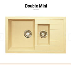 Прямокутна кухонна мийка з двома чашами Granitika Double Mini DM775020 беж 77х50х20, фото 2