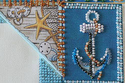 Набір для вишивання бісером на натуральному художньому холсті фоторамка "Пісенька про море" Абрис Арт AP-002