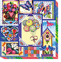 Набір для вишивання бісером на натуральному художньому холсті фоторамка "Літній печворк" Абрис Арт AP-001