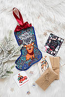 Набір-чобіток для вишивання бісером на натуральному художньому холсті "Казковий олень" Абрис Арт ABE-001