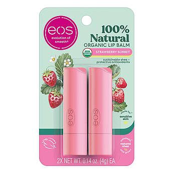 Бальзами для губ EOS Полуниця Organic Lip Balm Strawberry Sorbet 2 х 4 г