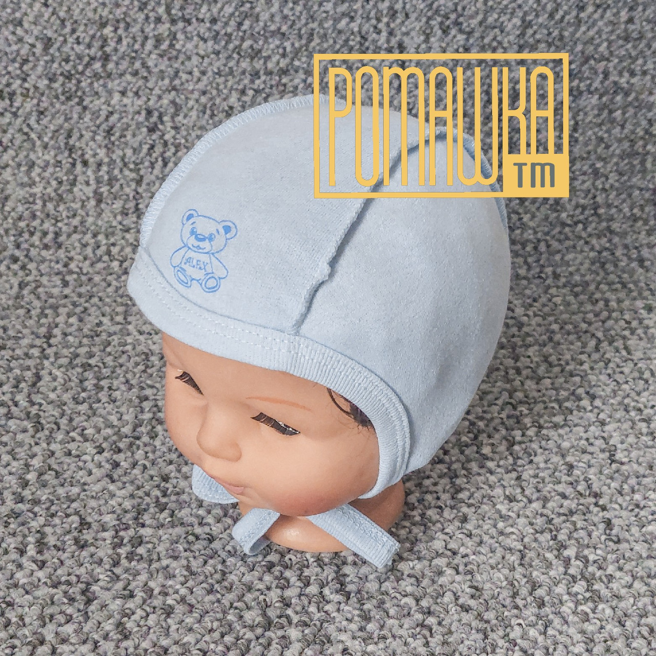 1-3 р 38 (2) теплий з начосом чепчик для новонароджених шапочка для малючка із зав'язками 4017 БЖВ, фото 1