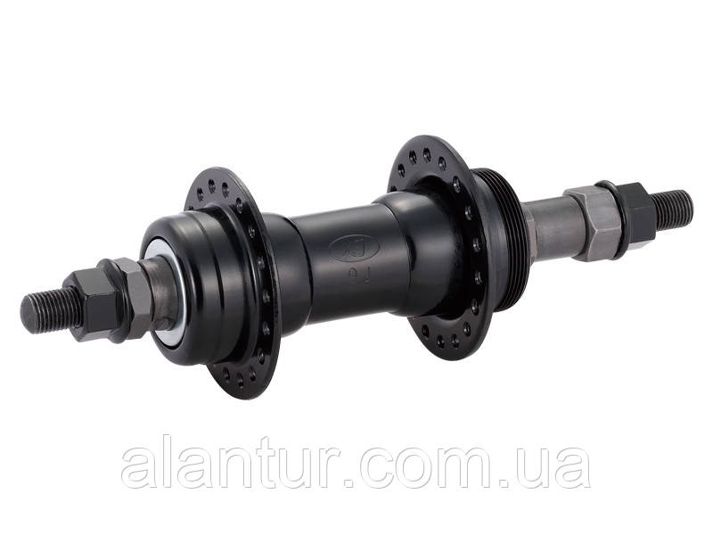 Втулка задн. Quando KT-122R під V-brake 36H 165mm, 6-7 шв. на гайках сталева чорна, фото 1