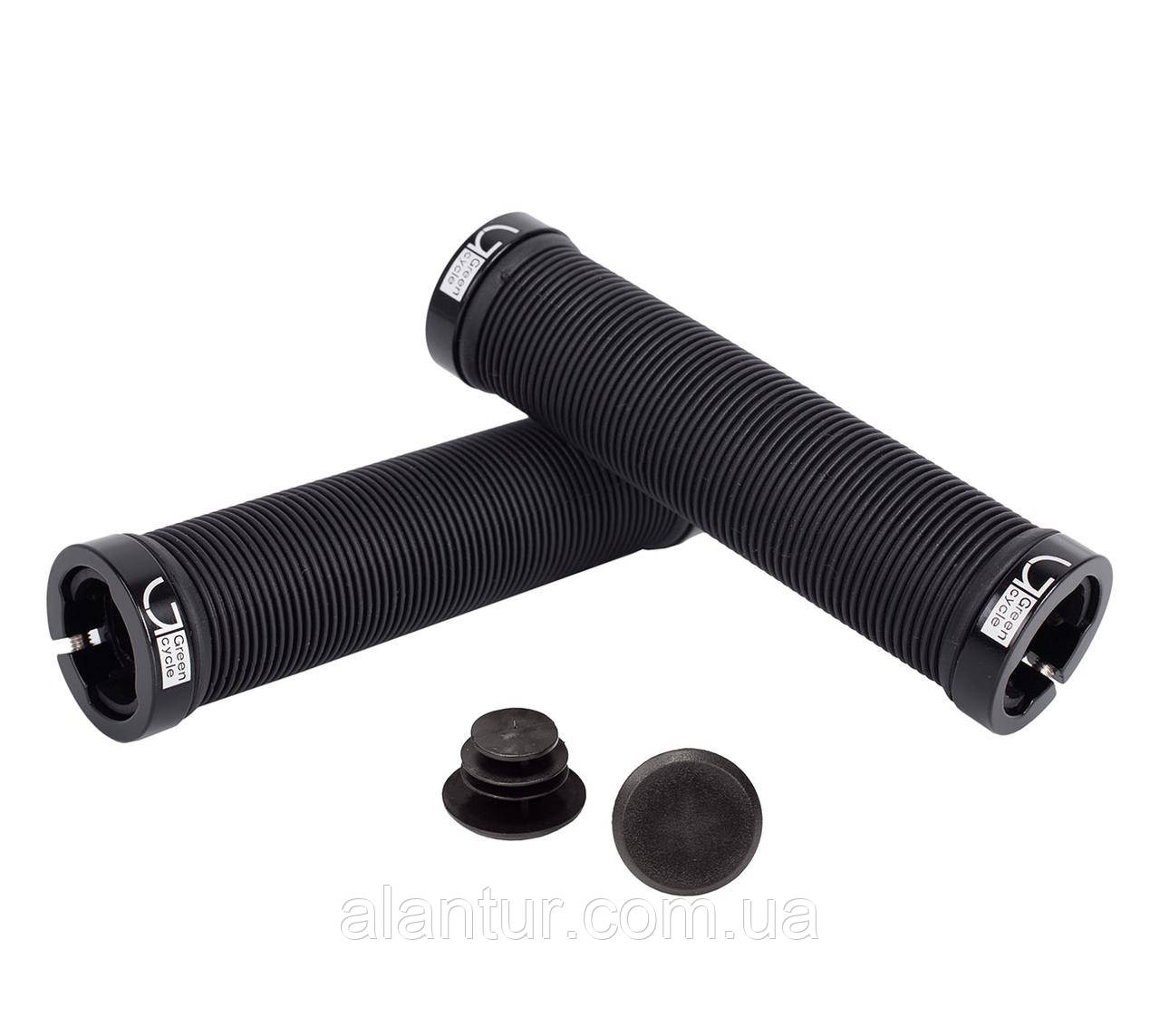 Грипси Green Cycle GGR-421 130 мм чорні з замками для велосипеда, фото 1
