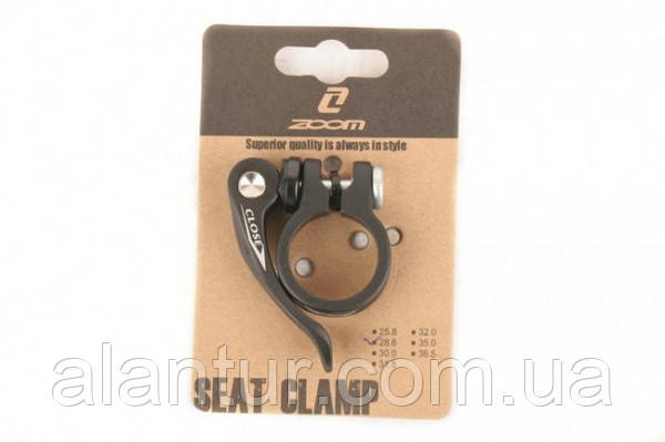 Хомут ZOOM AT-109+SQR-162, діам. 28,6 мм, чорний, легкий алюмінієвий зажим, фото 1