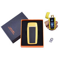 Электроимпульсная зажигалка с сенсорной кнопкой в подарочной упаковке Lighter Украина №HL-56 Gold