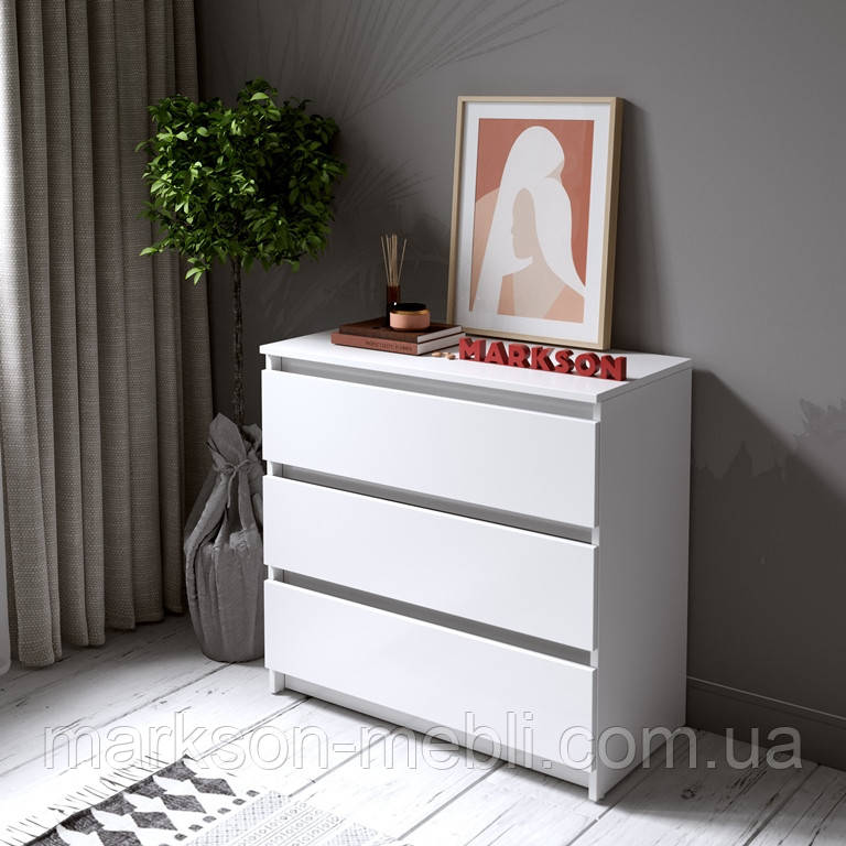 Комод на 3 висувних ящика у білому кольорі MS304
