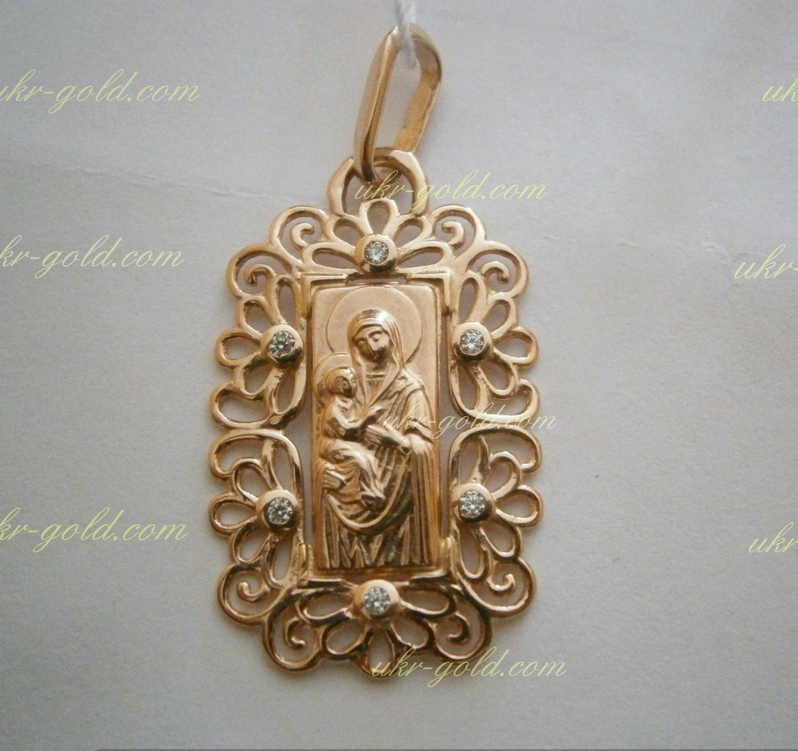 Золота ікона 585 проби з фіанітами
