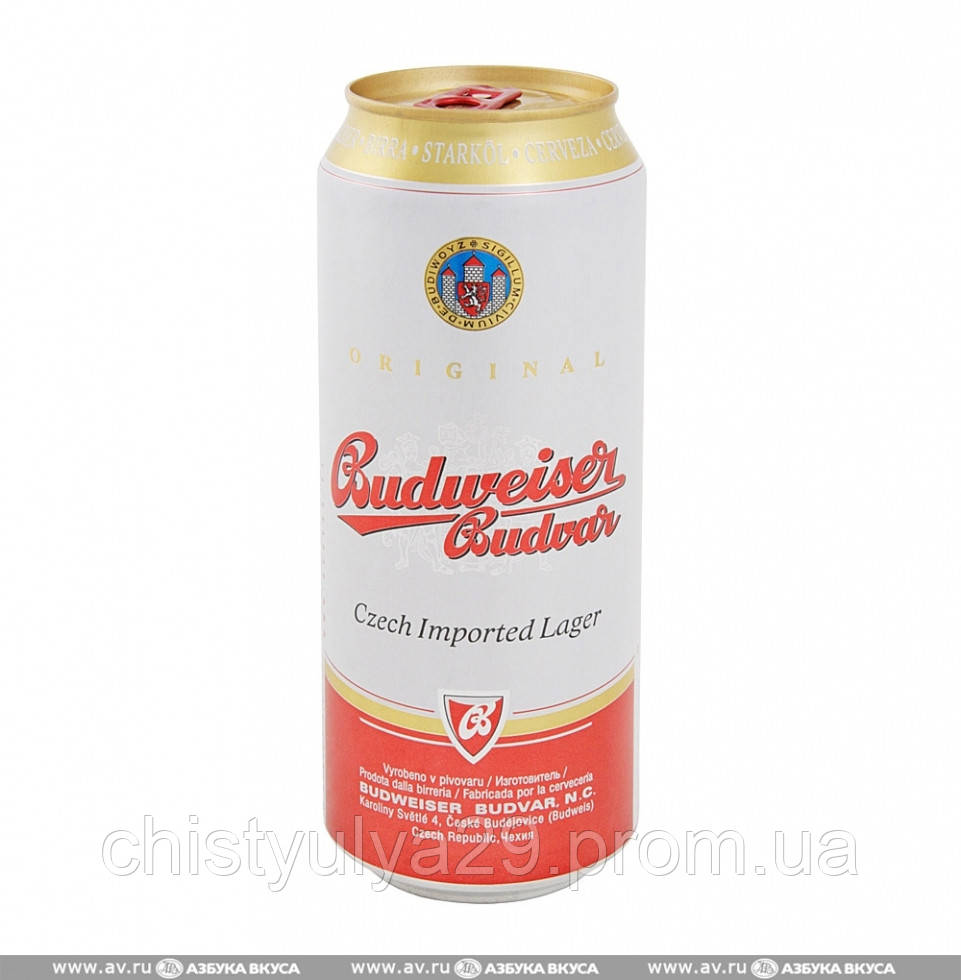 Пиво світле Budweiser Budvar 12% 0.5 банку Чеська республіка