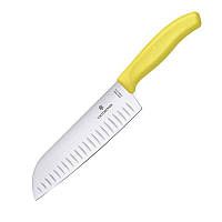 Нож кухонный Victorinox Vx68526.17L8B SwissClassic Santoku 373 мм желтый