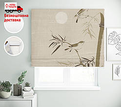 Римські штори з друком Птахи сепія | римські штори з малюнком