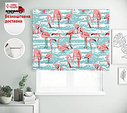 Римські штори з малюнком Фламінго на воді | римські штори з принтом