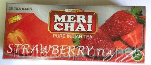 Чёрный индийский чай с клубникой Мери Чай, Meri Chai, 25 пак., Аюрведа Здесь - фото 1 - id-p277978775