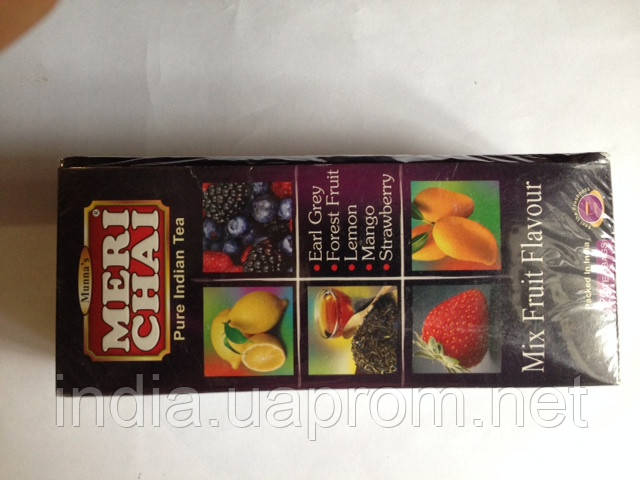 Чорний індійський чай Мері Чай Мікс Аромат, Meri Chai Fruit Mix Flavour, 25 пакетиків, Аюрведа Здесь