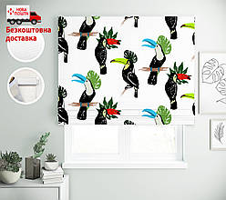 Римські штори з малюнком Тукани у листі | римські штори з принтом