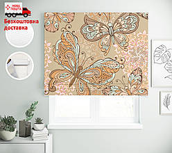 Римські штори з малюнком Метелики етніка бежевий фон | римські штори з принтом