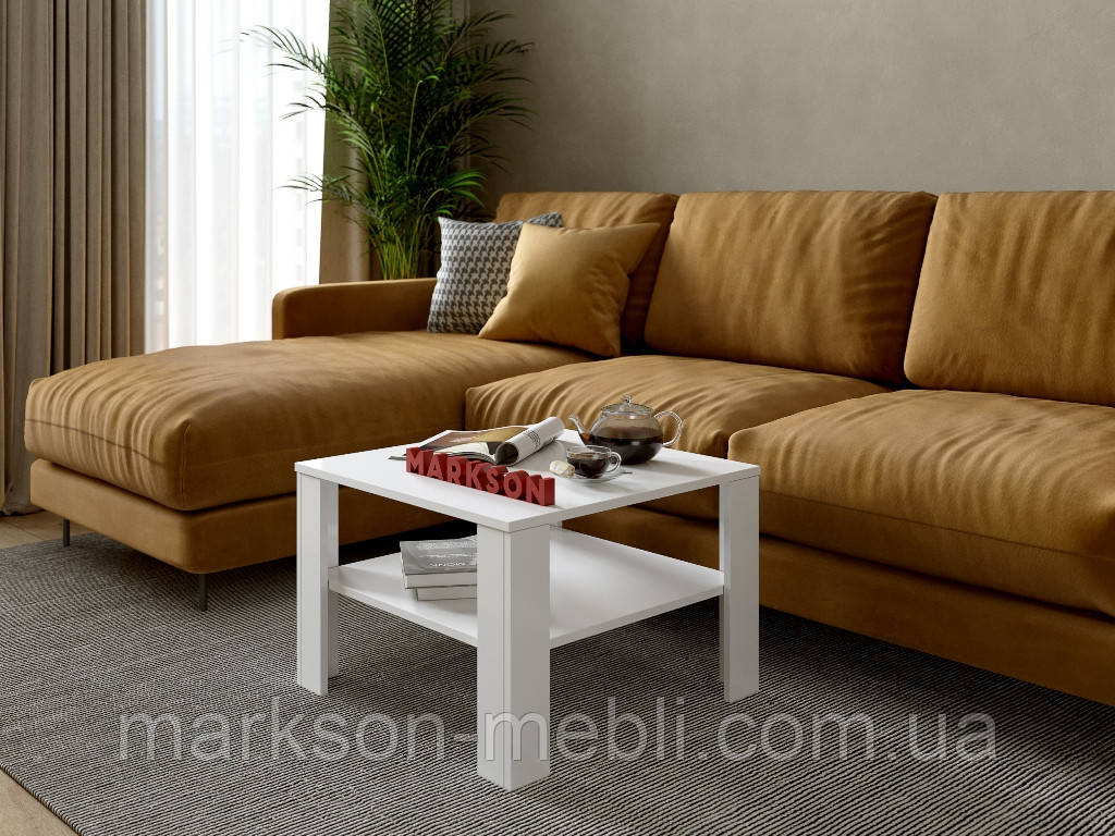 Журнальний столик з полицею у білому кольорі MS311