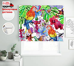 Римські штори з друком Джунглі папуги | римські штори з принтом