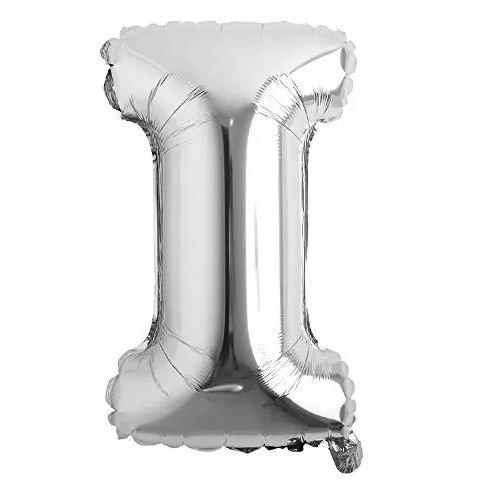 Фольгована надувна кулька літера I | Срібло