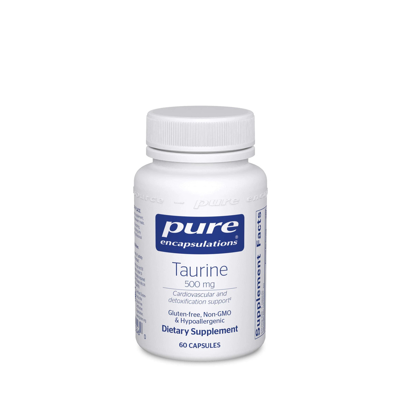 Таурин 500 мг, Taurine, Pure Encapsulations, 60 капсул BX107
