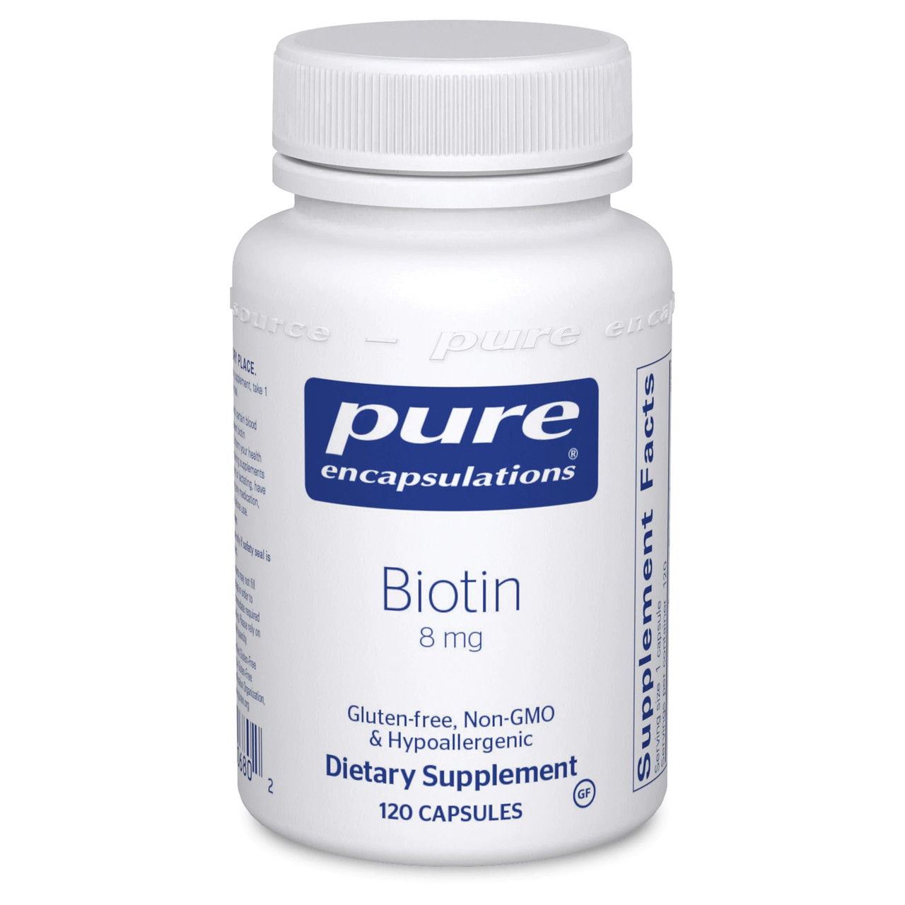 Біотин 8 мг, Biotin, Pure Encapsulations, 120 капсул BX138