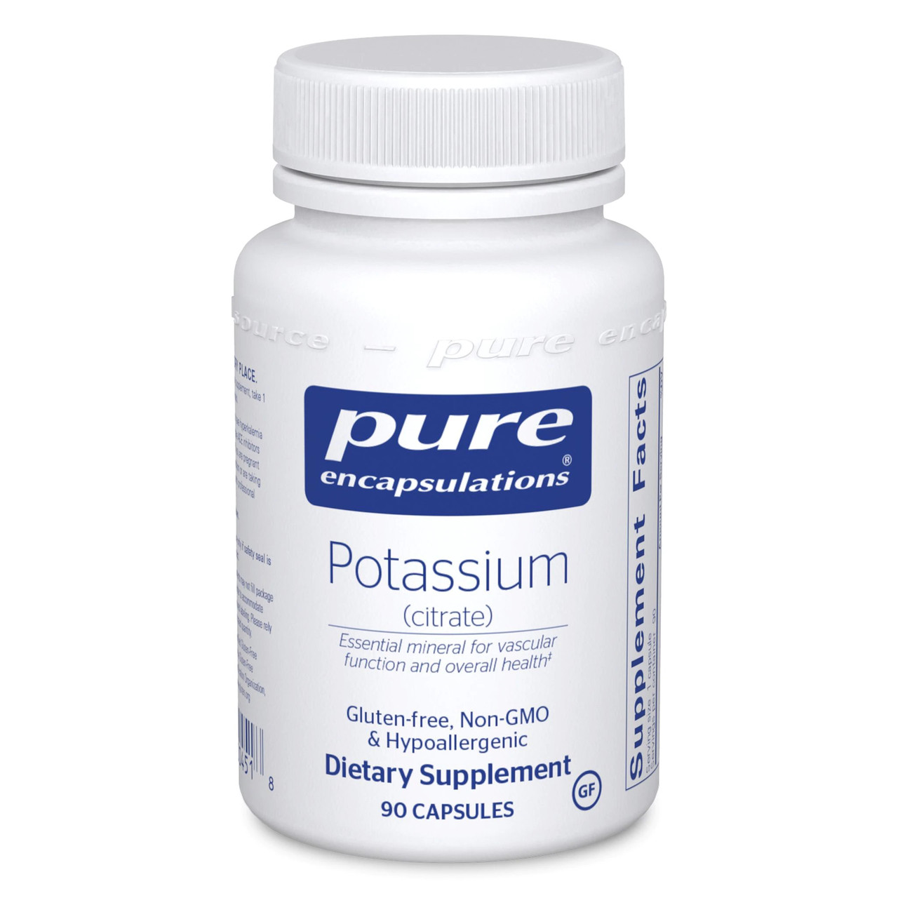 Калій (цитрат), Potassium (citrate), Pure Encapsulations, 90 капсул BX531
