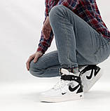 Кросівки жіночі чоловічі зимові з хутром N*ke Air Jordan білі з чорним знаком високі р.36-40;42, фото 7
