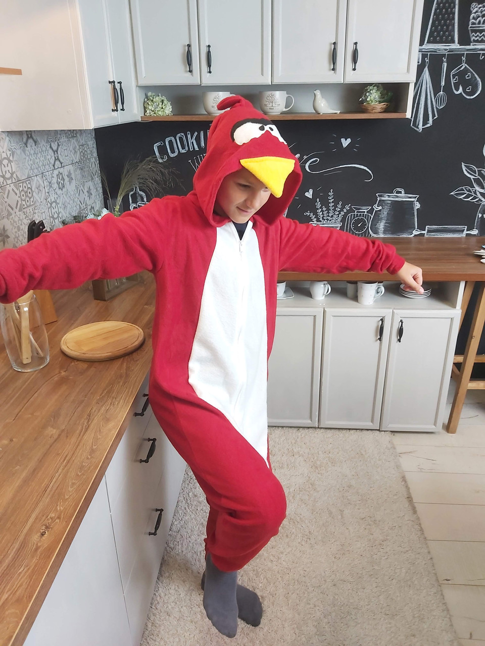 Кигуруми детский костюм пижама Angry Birds Злые птички красный (на рост: 80,86,92,98,104 см), фото 1