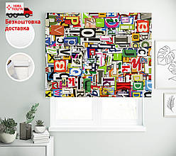 Римські штори з написом Літери с журналів 2 | римські штори у спальню з принтом