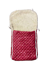 Конверт / чохол для санок, з штучної овчини, на дві блискавки, з затяжками яскраво-червоний