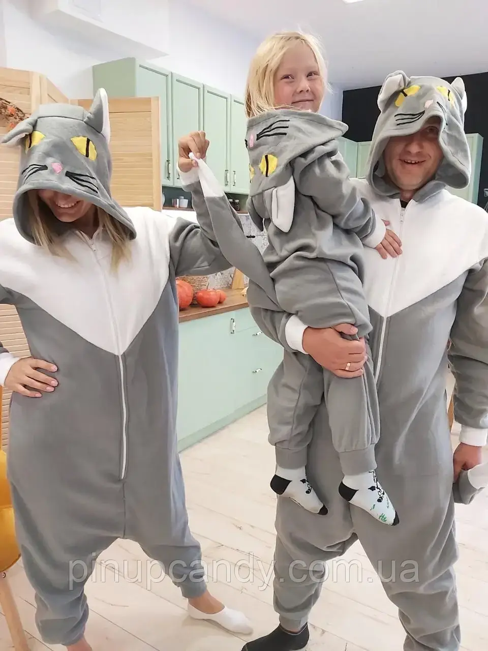 Кигуруми детский костюм пижама Кот котик серый (80/86/92/98/104), фото 1