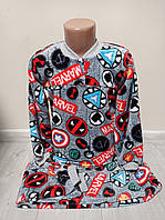 Дитяча піжама для хлопчика утеплена махра  велсофт Марвел 3-6 років