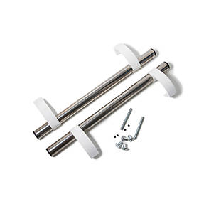 Ручка дверна офісна 500 мм нержавіюча сталь пряма з білим кріпленням