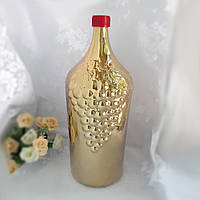 Бутылка стеклянная с крішкой декоративная 2 л золото
