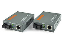 Медиаконвертер NetLink Gigabit HTB-GS-03 10/100/1000Mb A/B SC Порт 20км Пара Черный