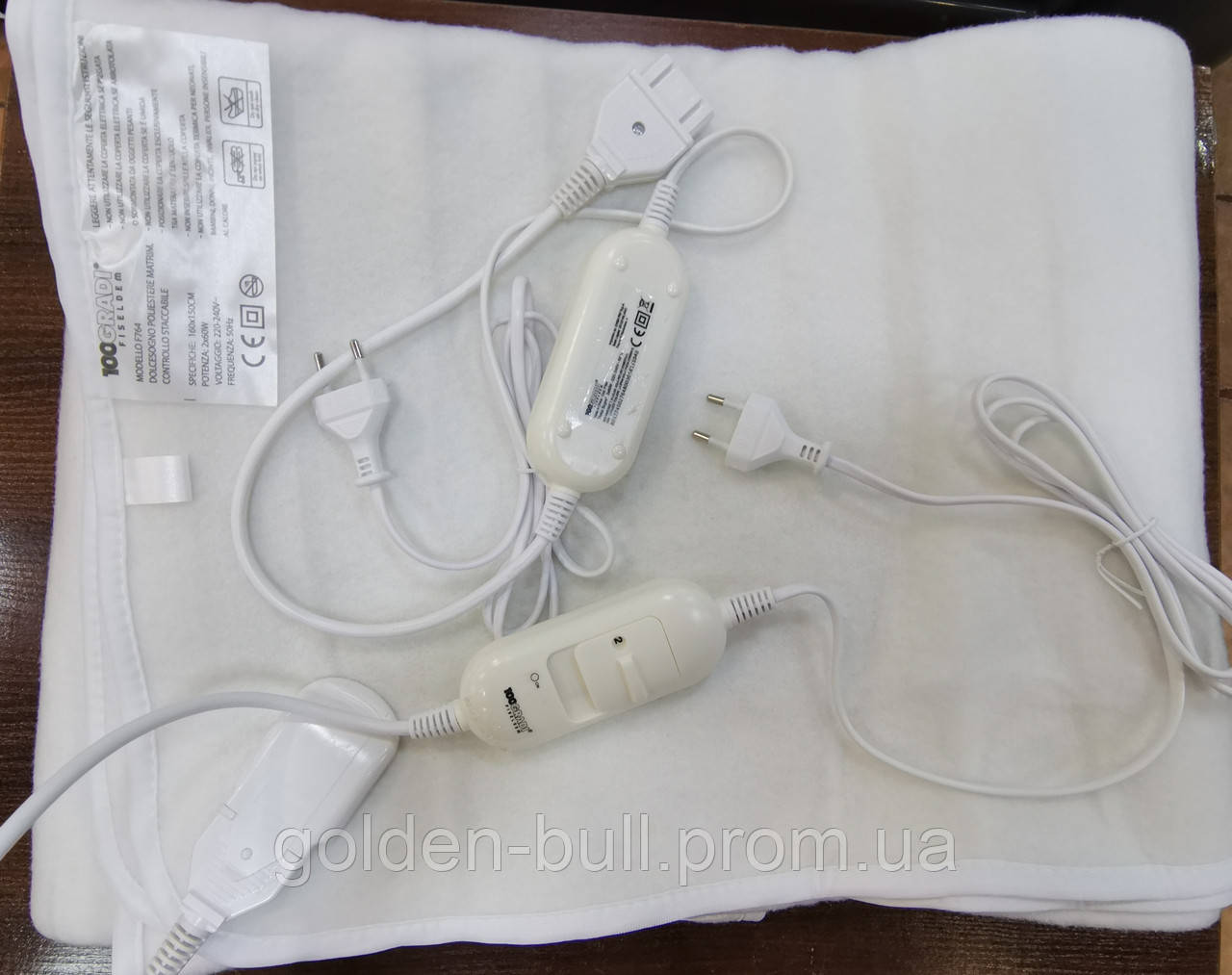 Электроковдра   "100 GRADI FIDELDEM" 160 x150 см — 2 вилки, фото 1