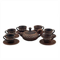 Набор посуды для кофе глиняный (чайник, чашки 0,15л) KR2047