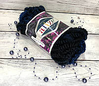 Пряжа для вязания Alize fashion boucle. 100 г. 35 м. Цвет - меланж синий и чёрный 5569