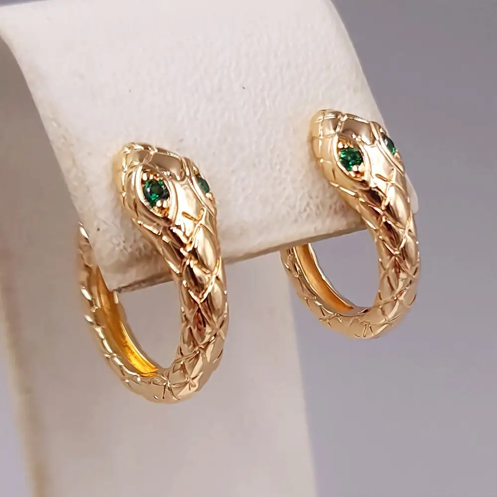 Сережки змія (1 пара) Xuping. Діаметр: 15 мм. Ширина: 6 мм., фото 1