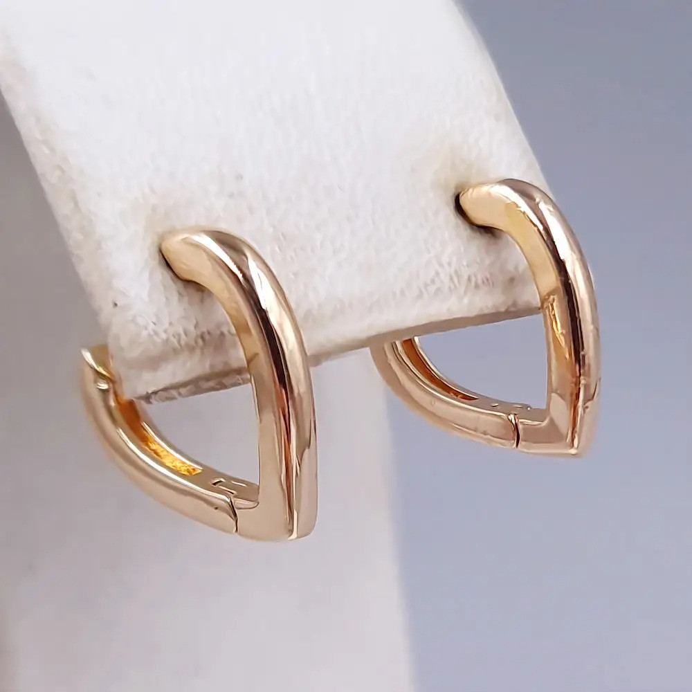 Сережки серця (1 пара) Xuping. Довжина: 14 мм. Ширина: 3 мм., фото 1